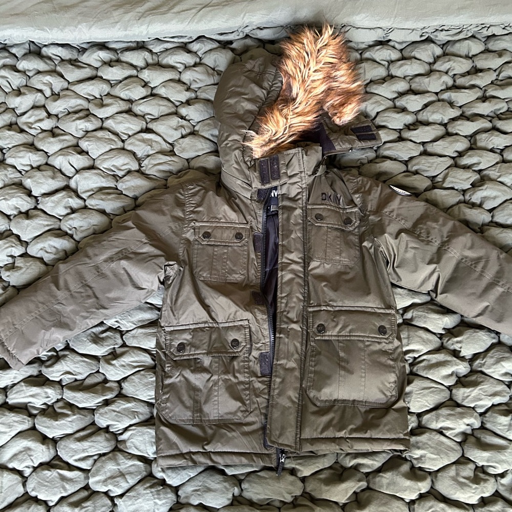 DKNY Khaki Jacket with Faux Fur Hood and bonus puffer fall jacket!